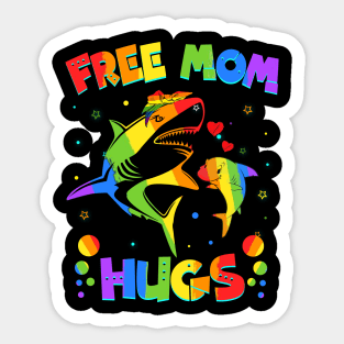 Free Mom Hugs Shark LGBT Pride Sticker